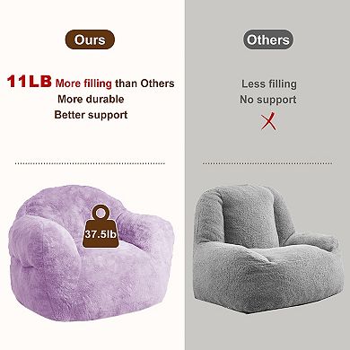 Soft Comfy Bean Bag Chair, Padded Sofa Seat with Back Support for Living Room Bedroom Apartment
