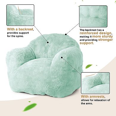 High Resilience Foam Bean Bag Chair, Supportive Backrest & Wide Armrest for Bedroom Apartment Dorm