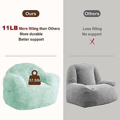 High Resilience Foam Bean Bag Chair, Supportive Backrest & Wide Armrest for Bedroom Apartment Dorm
