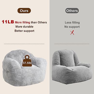 High Density Foam Bean Bag Chair, Supportive Backrest & Wide Armrest for Living Room Bedroom Dorm