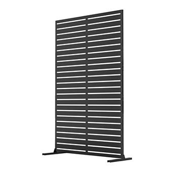 6FT Outdoor Metal Privacy Screen Panel with Stand, Freestanding Decorative Fence for Patio, Garden