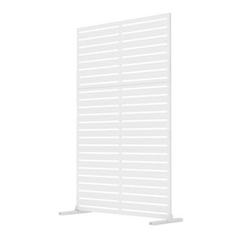 6FT Outdoor Metal Privacy Screen Panel with Stand, Freestanding Decorative Fence for Patio, Garden