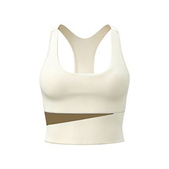 Women's Racerback Sports Bra U Neckline Crop Top Wide Straps Moisture Wicking Bra for Workout