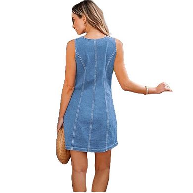Women's Button-Front Denim Mini Dress