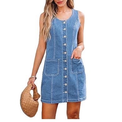 Women's Button-Front Denim Mini Dress