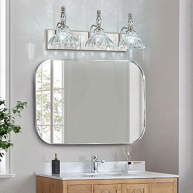 3-Light Vintage Flower Glass Vanity Light Fixture