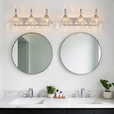3-Light Vintage Flower Glass Vanity Light Fixture