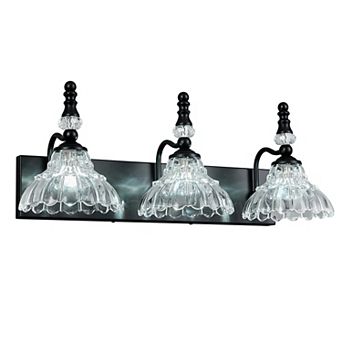 3-Light Vintage Flower Glass Vanity Light Fixture