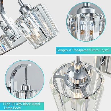 4-Light Modern Crystal Bathroom Vanity Light Dimmable Wall Sconce