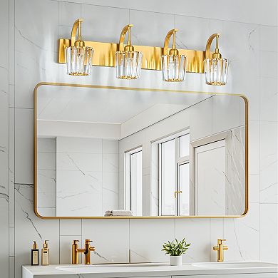 4-Light Modern Crystal Bathroom Vanity Light Dimmable Wall Sconce