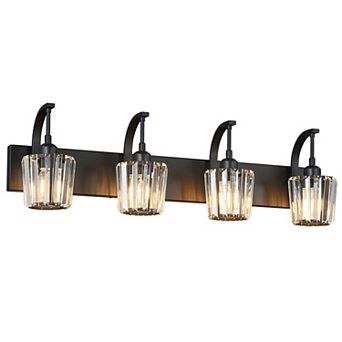 4-Light Modern Crystal Bathroom Vanity Light Dimmable Wall Sconce