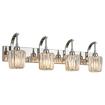 4-Light Modern Crystal Bathroom Vanity Light Dimmable Wall Sconce