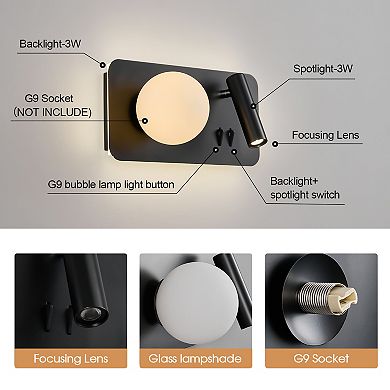 350° Rotatable LED Wall Sconce 4000K Bedside Reading Light Fixture