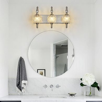 3-Light Vintage Crystal Glass Vanity Light Fixture Over Mirror