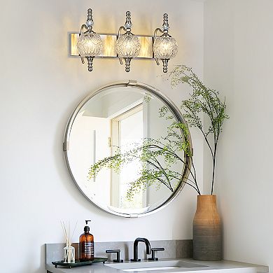 3-Light Vintage Crystal Glass Vanity Light Fixture Over Mirror