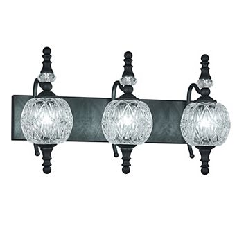 3-Light Vintage Crystal Glass Vanity Light Fixture Over Mirror
