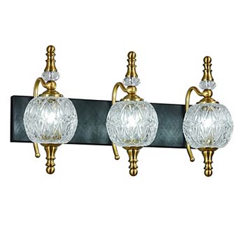 3-Light Vintage Crystal Glass Vanity Light Fixture Over Mirror