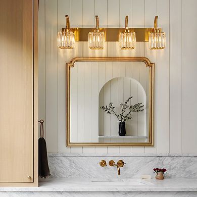 4-Light Modern Crystal Bathroom Vanity Light Over Mirror