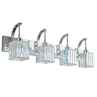 4-Light Modern Crystal Bathroom Vanity Light Over Mirror