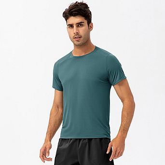 Men's Quick Dry Athletic T-Shirt, Crew Neck Short Sleeve Workout Running Gym Tee