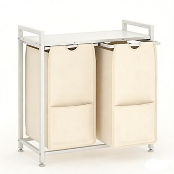 Laundry Sorter with Shelf, 2/3/4-Bags Pull-Out Removable Hamper Organizer for Bathroom, Metal Frame