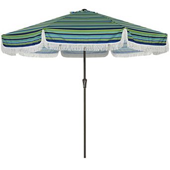 Vintage Fringe Patio Umbrella, 10FT Outdoor Sun Shade Parasol with UV 50+ Protection for Garden