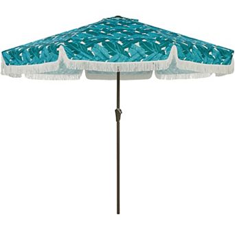 Vintage Fringe Patio Umbrella, 10FT Outdoor Sun Shade Parasol with UV 50+ Protection for Garden