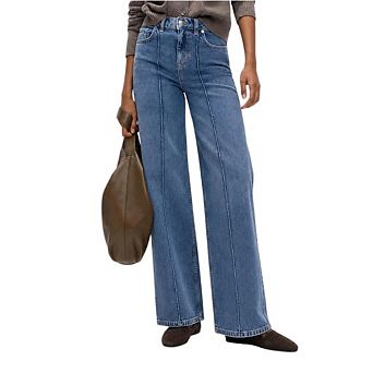 Womens High Rise Wide Leg Jeans Casual Baggy Pull-On Jeans Trendy Long Denim Pants with Pockets