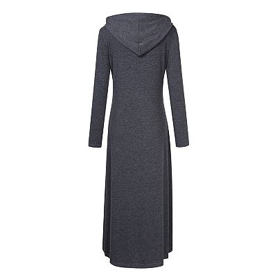 long hooded jumper dress Hooded Sweatshirt Dress, Winter Maxi Dress with Cowl Hood