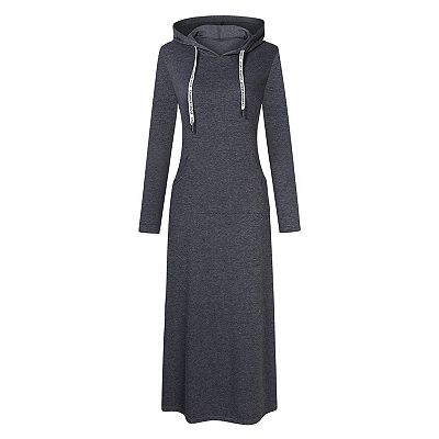 long sleeve maxi sweatshirt dress Maxi Sweatshirt Dress with Structured Bottom L/XL