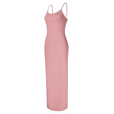 Women's Adjustable Spaghetti Strap Bodycon Maxi Dress, Sleeveless Casual Long Dress