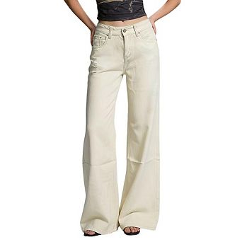 Women's High Waisted Wide Leg Jeans, Distressed Loose Fit Denim Pants, Casual Straight Leg Trousers