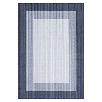 Modern Bordered Area Rug, Washable Non-Slip Low Pile Geometric Carpet for Living Room Bedroom Decor