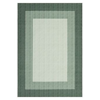 Modern Bordered Area Rug, Washable Non-Slip Low Pile Geometric Carpet for Living Room Bedroom Decor