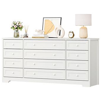 12 Drawers Wood Dressers for Adult, Modern Wooden Dresser for Bedroom, Living Room, Hallway