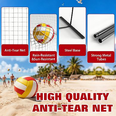 12FT Portable Volleyball Net System, Adjustable Height for Men & Women,Quick Setup with Carry Bag