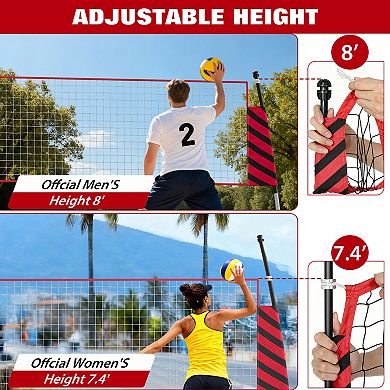 12FT Portable Volleyball Net System, Adjustable Height for Men & Women,Quick Setup with Carry Bag