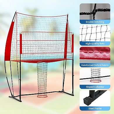 Portable Freestanding Volleyball Net Set Adjustable Height Training Net with Carry Bag&Ground Stakes