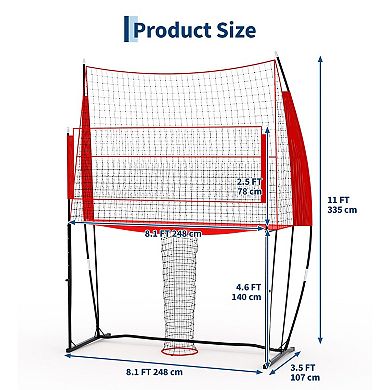 Portable Freestanding Volleyball Net Set Adjustable Height Training Net with Carry Bag&Ground Stakes