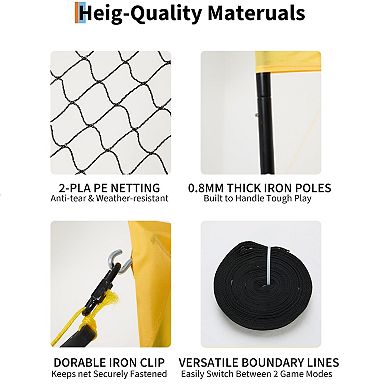 4 Square Volleyball Net Set with 3 Adjustable Heights, 14FT Cross System,Use in Backyard or Beach