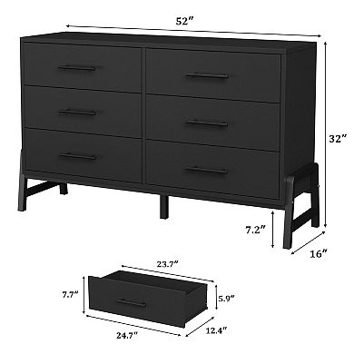 6-Drawer Cabinet - Wooden Storage Cabinet, Office Furniture, Multi-Drawer Organizer