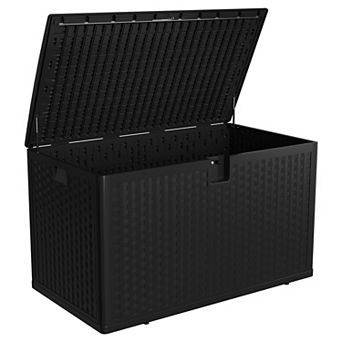 120 Gallon Resin Deck Box with Lid, Waterproof UV Resistant Outdoor Storage Bench for Patio Balcony