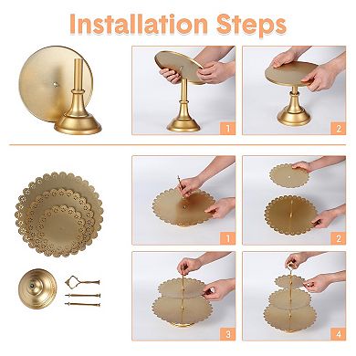 7 Pcs Metal Cake Stand Set, Dessert Table Display Set with 3 Sizes Round Pedestal Stands Tiered