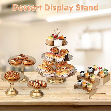 7 Pcs Metal Cake Stand Set, Dessert Table Display Set with 3 Sizes Round Pedestal Stands Tiered