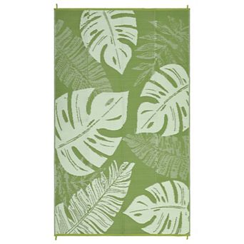 Outdoor Rug for Patio Reversible Plastic Straw Rug Tropical Camping Carpet with Carry Bag
