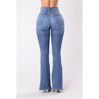 Womens Jeans High Waisted Button Bootcut Pants Vintage Summer Denim Pants