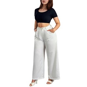 Womens Wide Leg Dress Pants High Waisted Button Office Work Trousers Casual Flowy Palazzo Pant