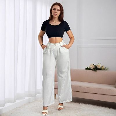 flowy dress pants women UQJfacai Dress Pants Women Wide Leg Pull On Stretchy Work Pants High  Waisted Pleated Flowy Business Casual Trousers with Pockets