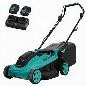 40V Cordless Lawn Mower, 17-Inch Battery Powered Push Lawn Mower with 6-Position Height Adjustment