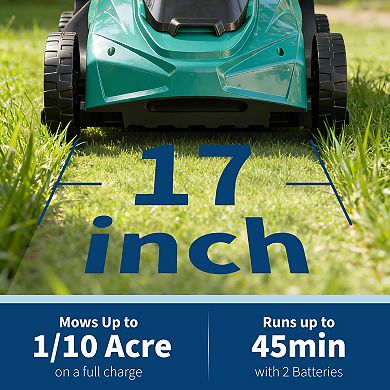 40V Cordless Lawn Mower, 17-Inch Battery Powered Push Lawn Mower with 6-Position Height Adjustment